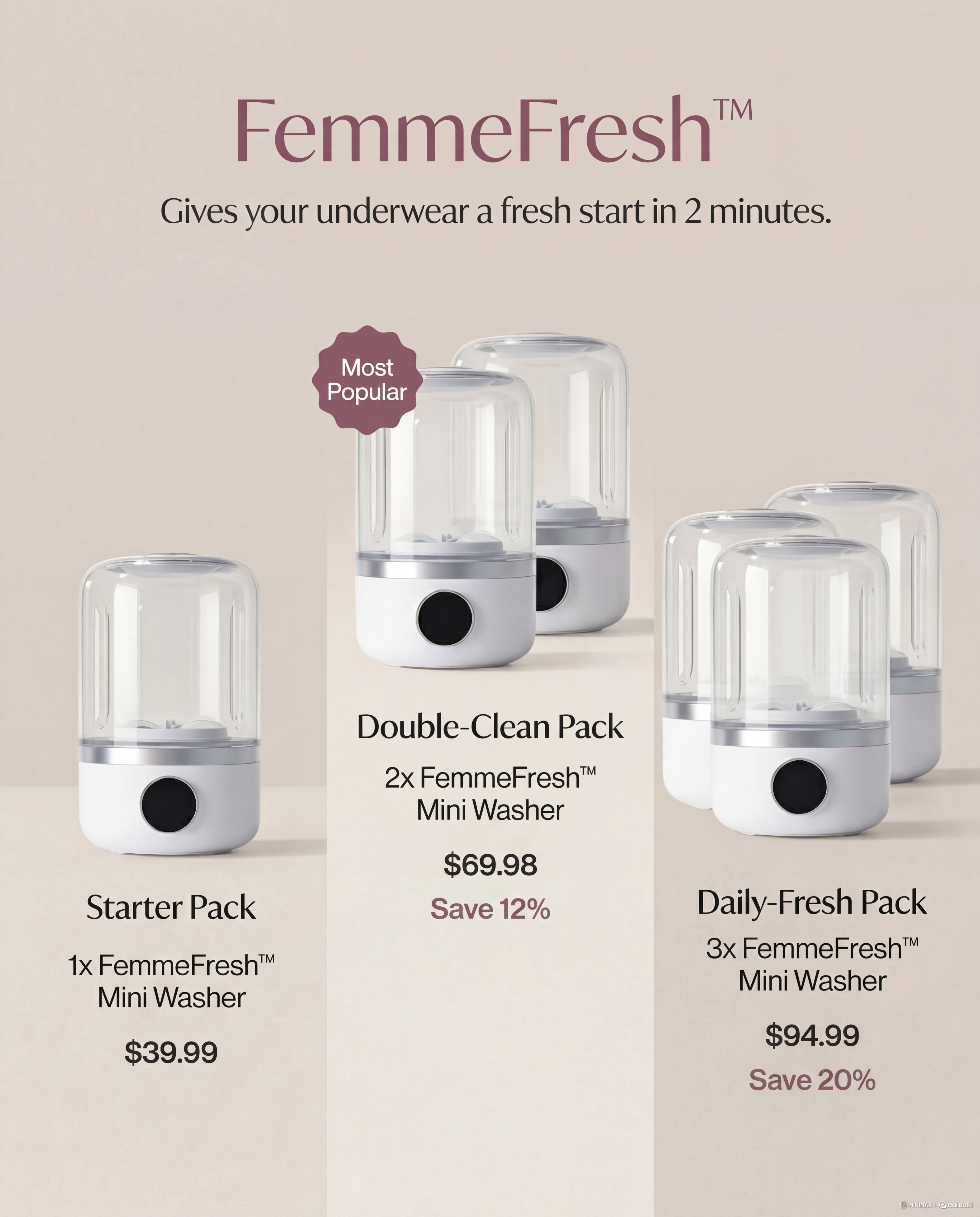 FemmeFresh™ Underwear Washer — Instantly Deep-Cleans Delicates Without Using Your Hands